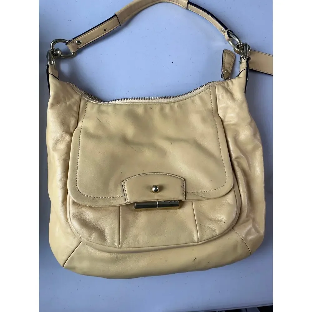 Coach Kristin Yellow Leather Hobo Shoulder Bag Crossbody Purse & Wallet Set